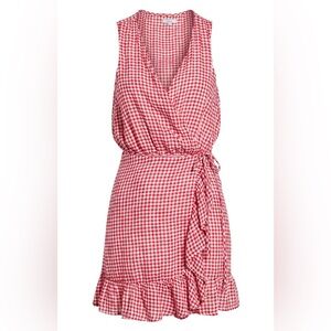 Rails Madison Sleeveless Check Flounce Wrap Dress